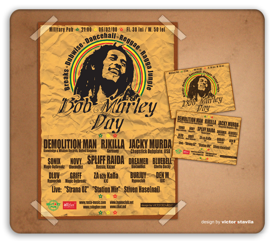 Афиша и флаер &quot;Bob Marley Day&quot;