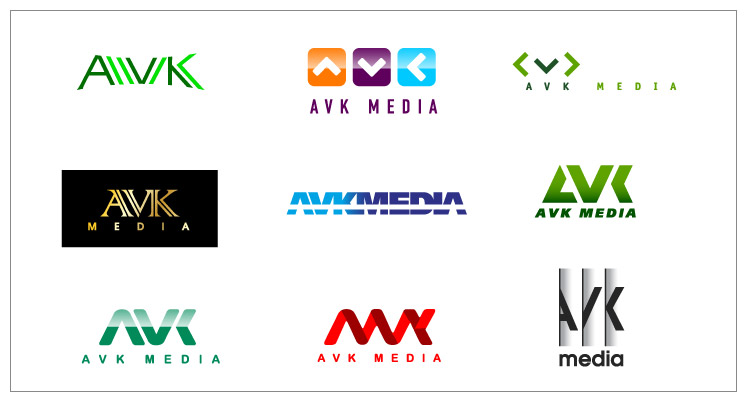 Варианты знака для компании AVK-Media