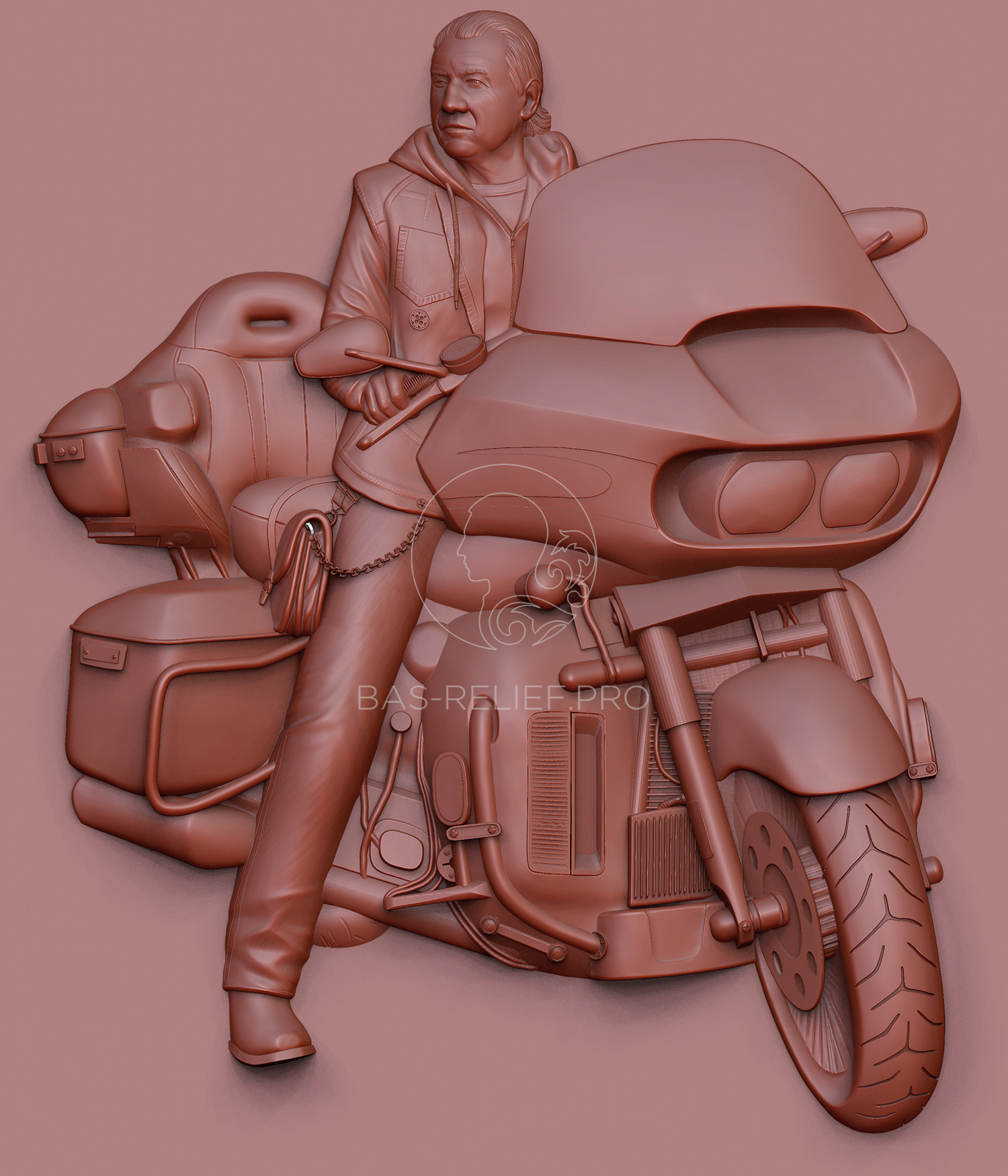 Моделирование барельефа мотоциклиста по фотографии