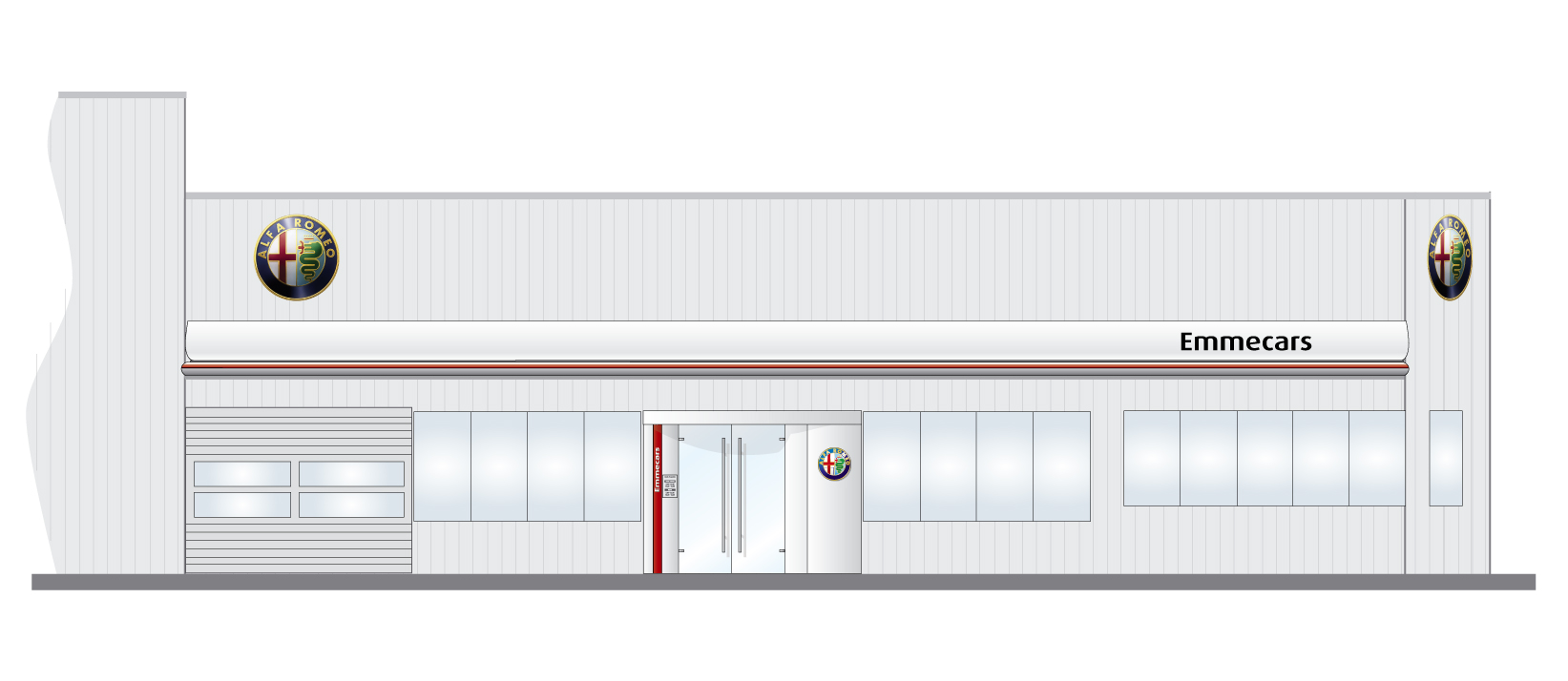 Эскиз фасада салона Alfa Romeo