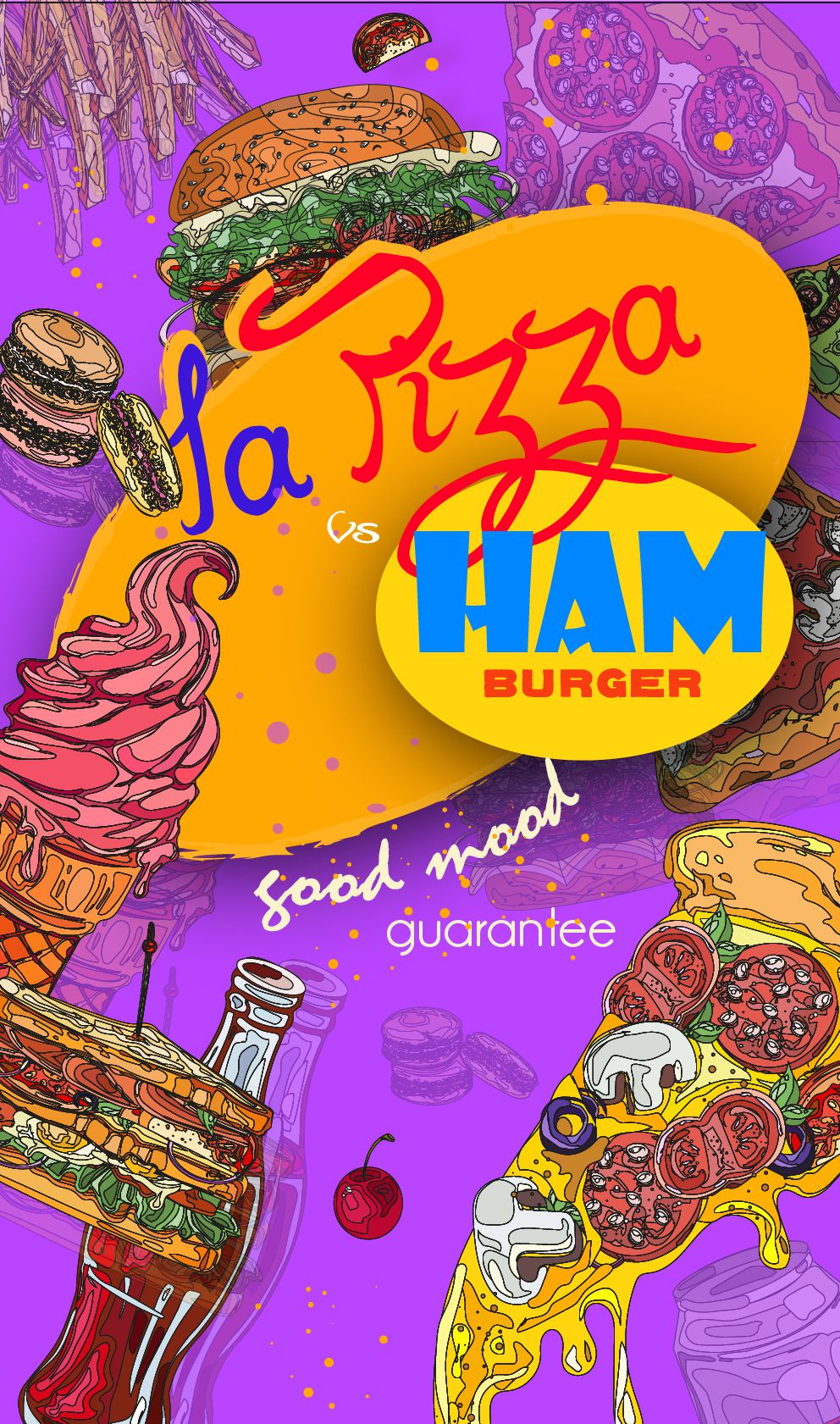 la pizza and hamburger
