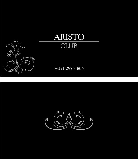 Визитки клуба Aristo + дополнительный визуальный элемент