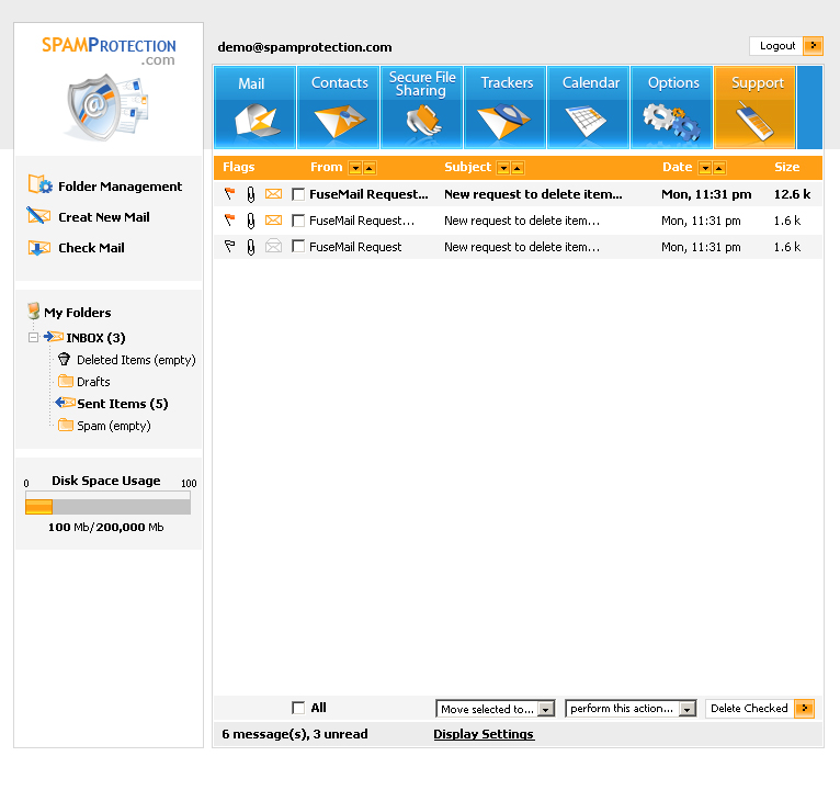 Интерфейс SpamProtection InBox