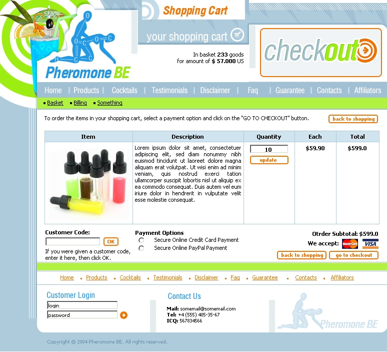 Pheromone BE Shopping Cart