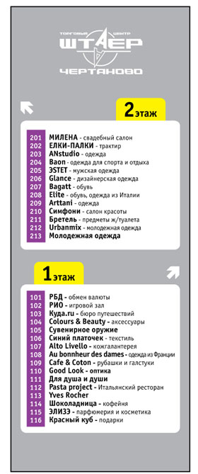 Информационный световой короб в торговом центре