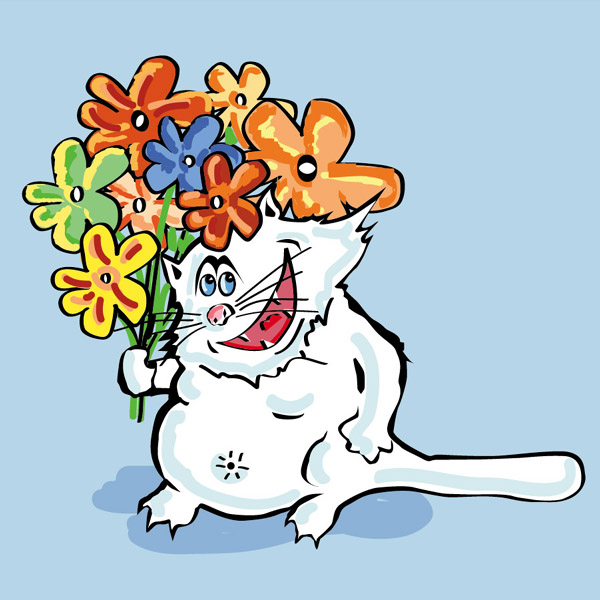 Кот с цветочками