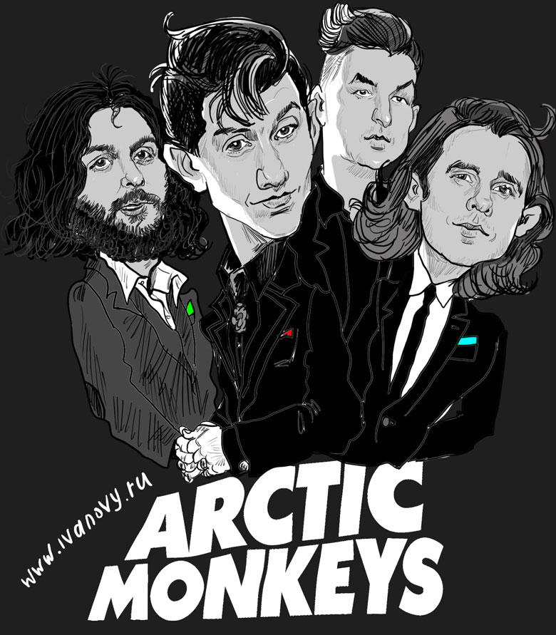 Шарж на Arctic monkeys для музыкальной статьи