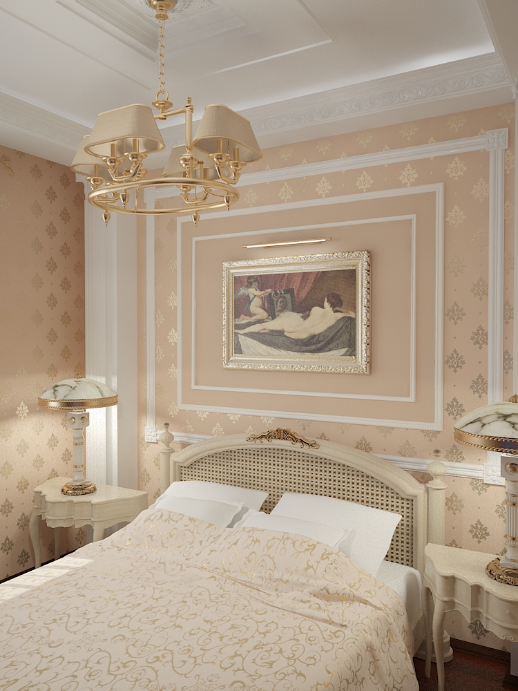 Спальня в классическом стиле. Работа выполнена в 3DS Max 9.
