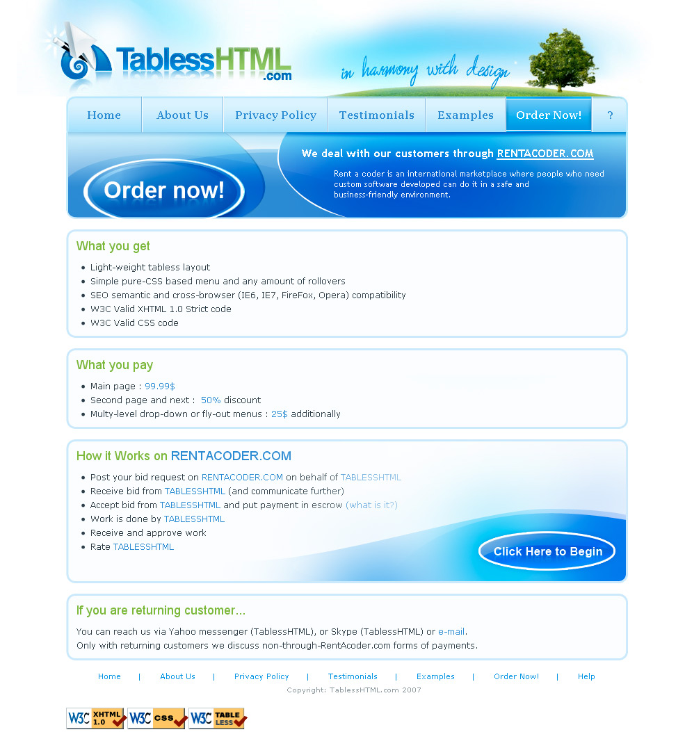 TablessHTML