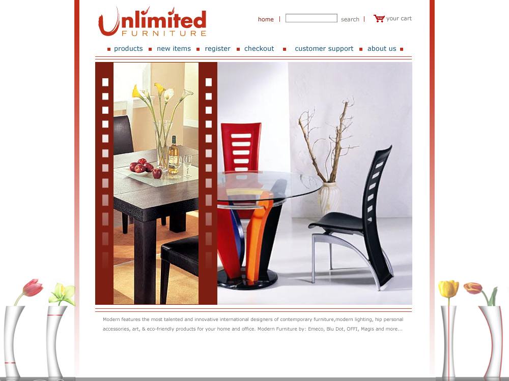 internet furniture store_front page