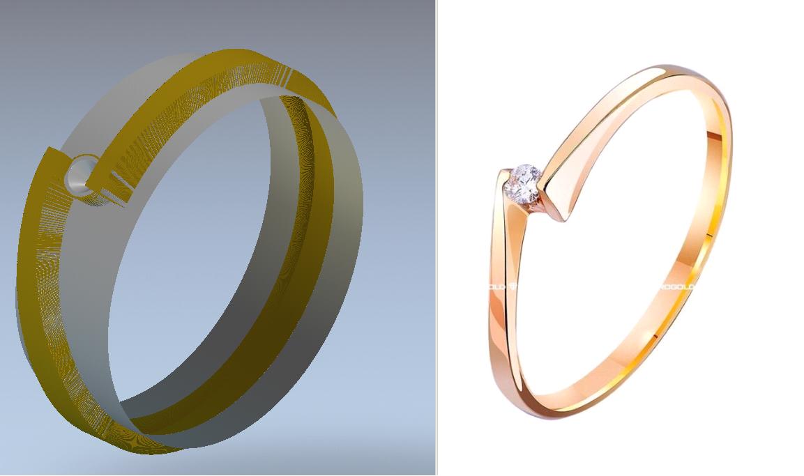 Помолвочное кольцо с бриллиантом диаметром 2 мм