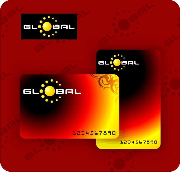 Дизай-макет пластиковых карт для компании GLOBAL