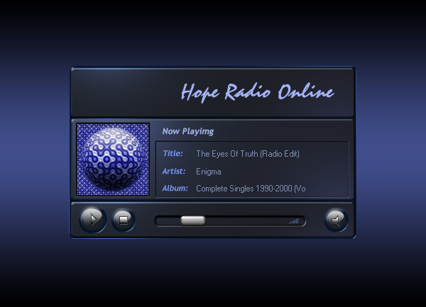 HopeRadioOnline - Интерфейс онлайн радио-плэйера