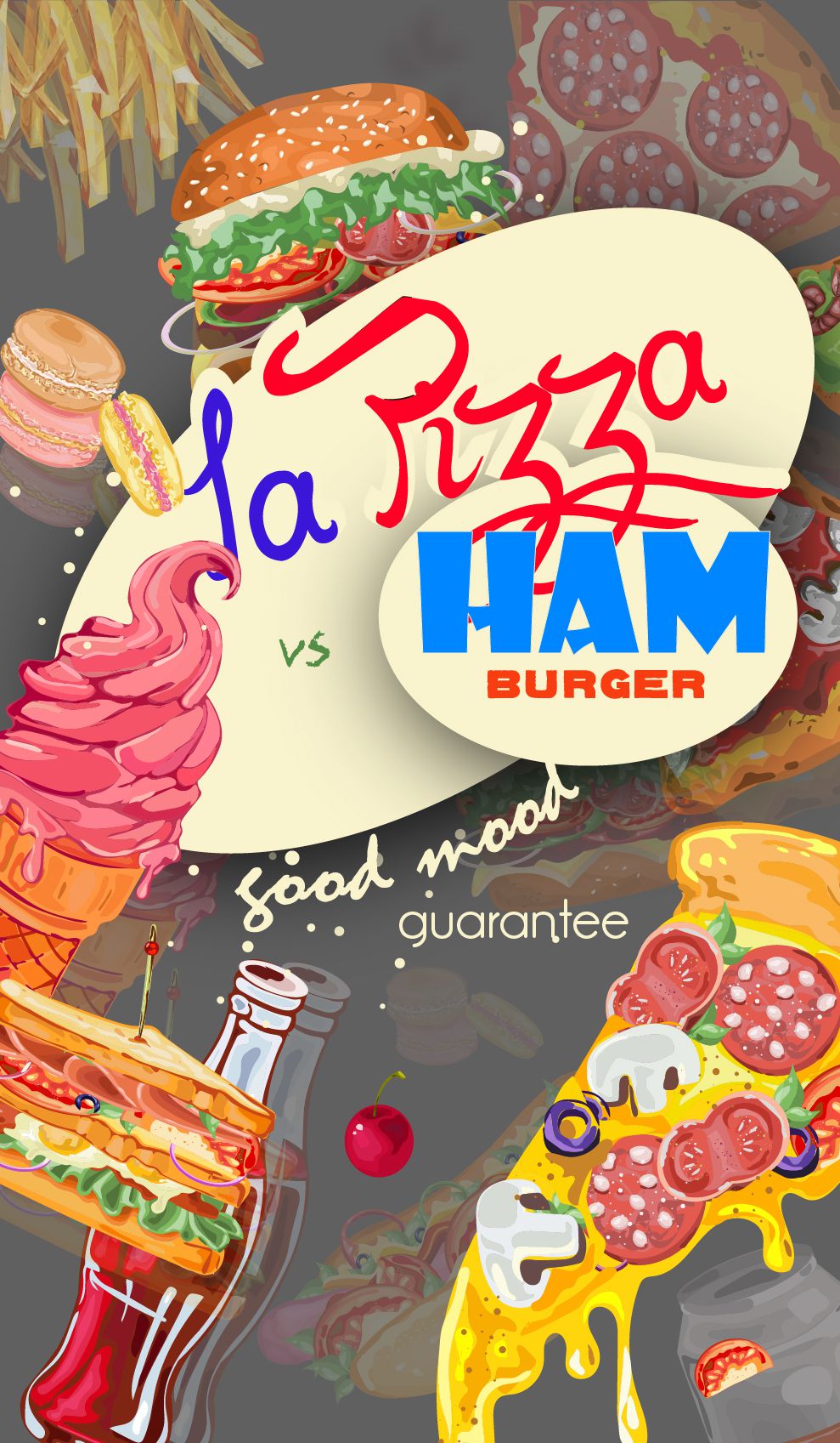 la pizza and hamburger