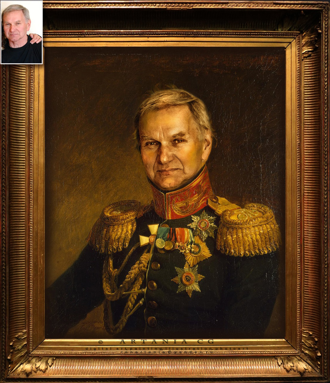 Мужской портрет в образе военного 19 века - коллаж