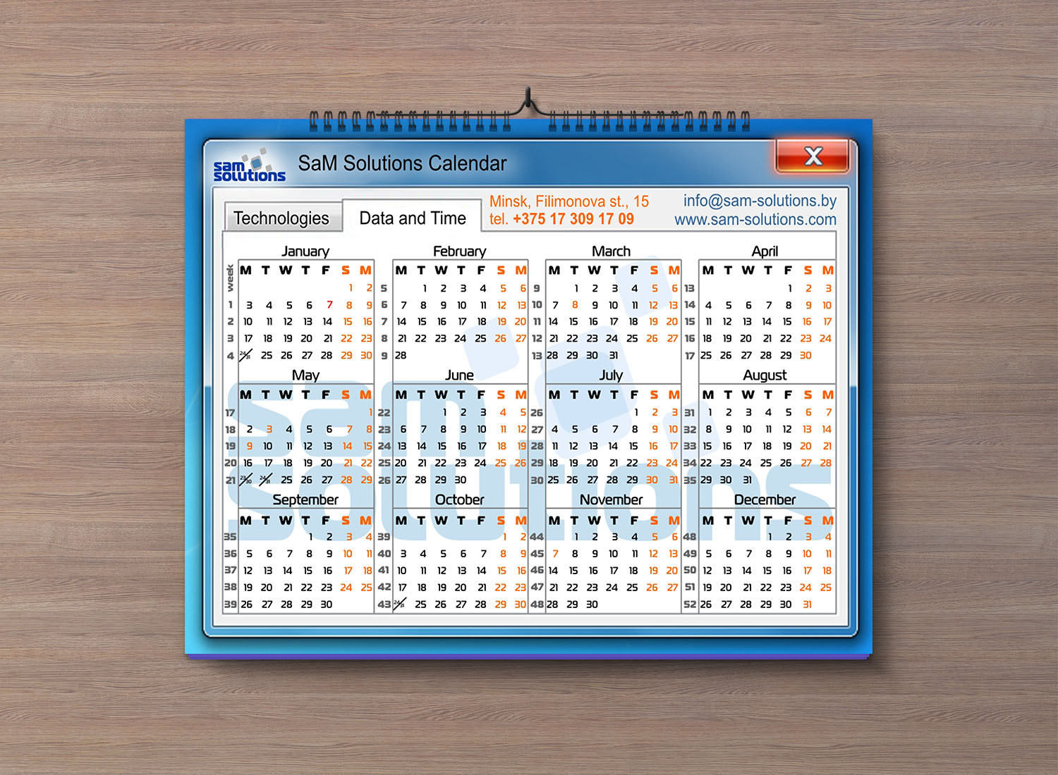 SAMSOLUTION calendar