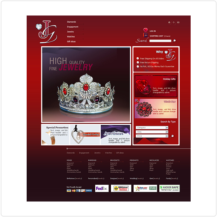 Дизайн сайта для магазина Ювелирных изделий