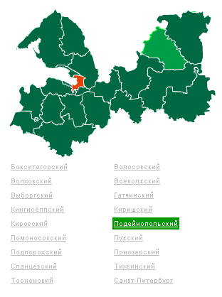 Флэш карта-схема Ленинградской обл.