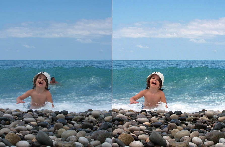 Портрет ребенка на фоне моря