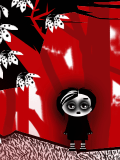 девочка в красном лесу