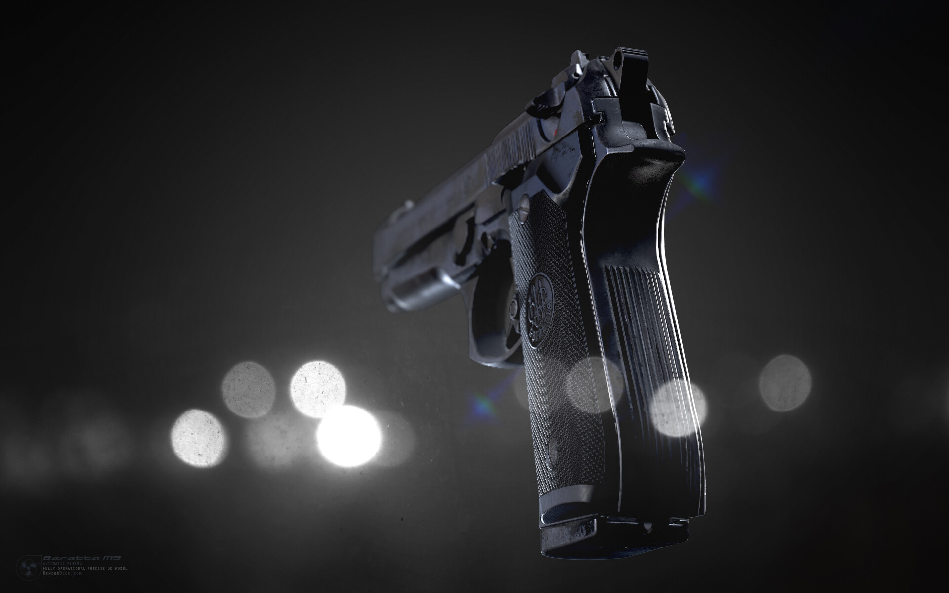 Beretta M9 PBR Low-Poly