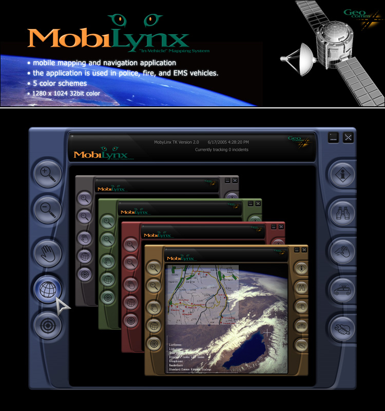 Mobile mapping /navigation application.Touchscreen