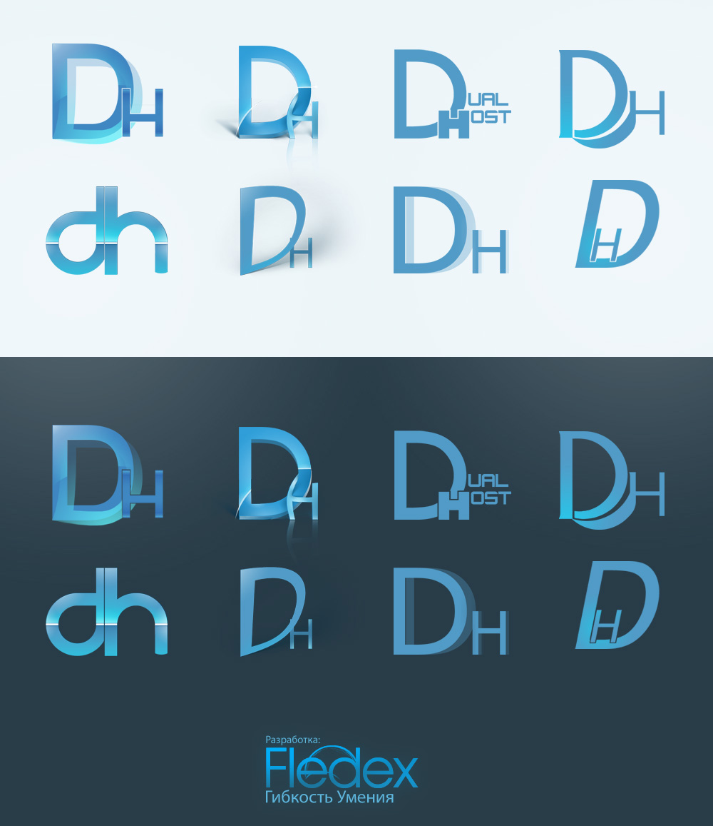 разработка и концепция логотипов для компании DualHost