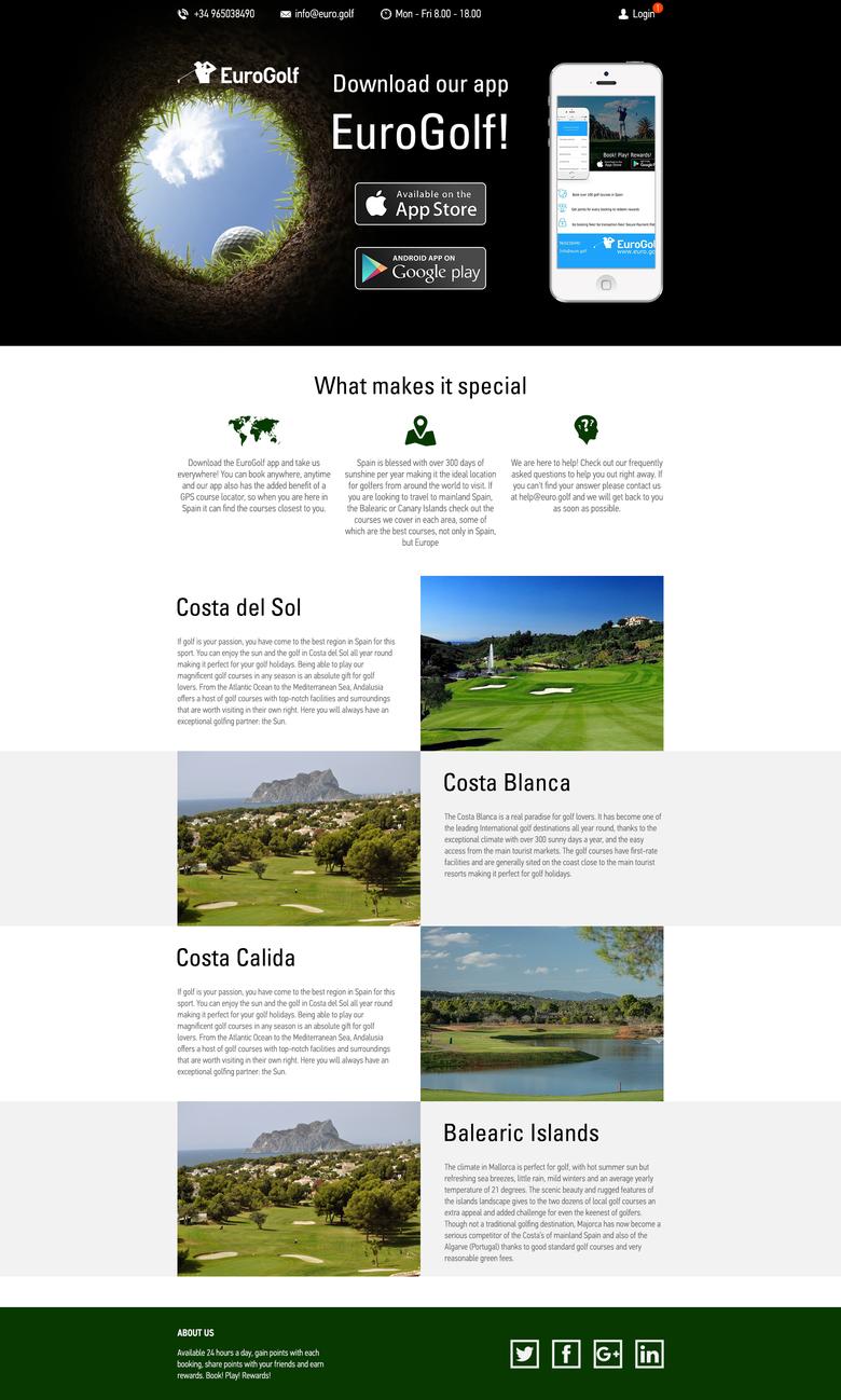 Рекламный сайт гольф площадок 