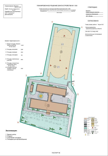планировочное решение благоустройства шк. 1295 (Строгино)