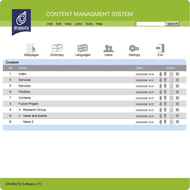 CMS интерфейс