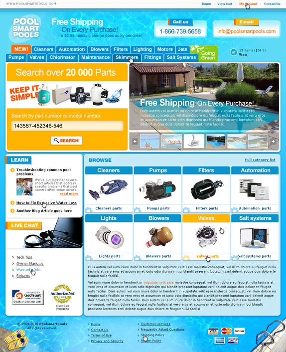 Дизайн сайта компании EZ Pool