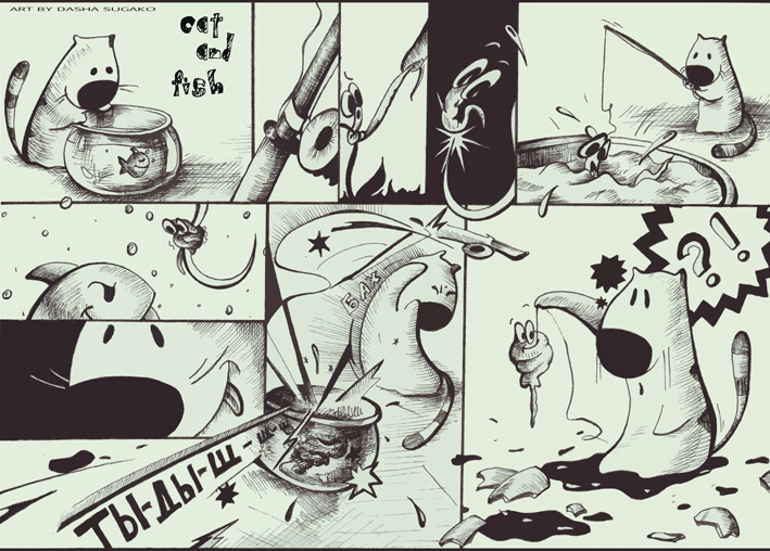 cat and fish