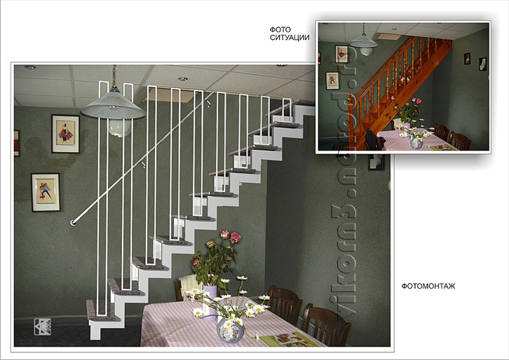 Фотомонтаж для предложения реконструкции лестницы