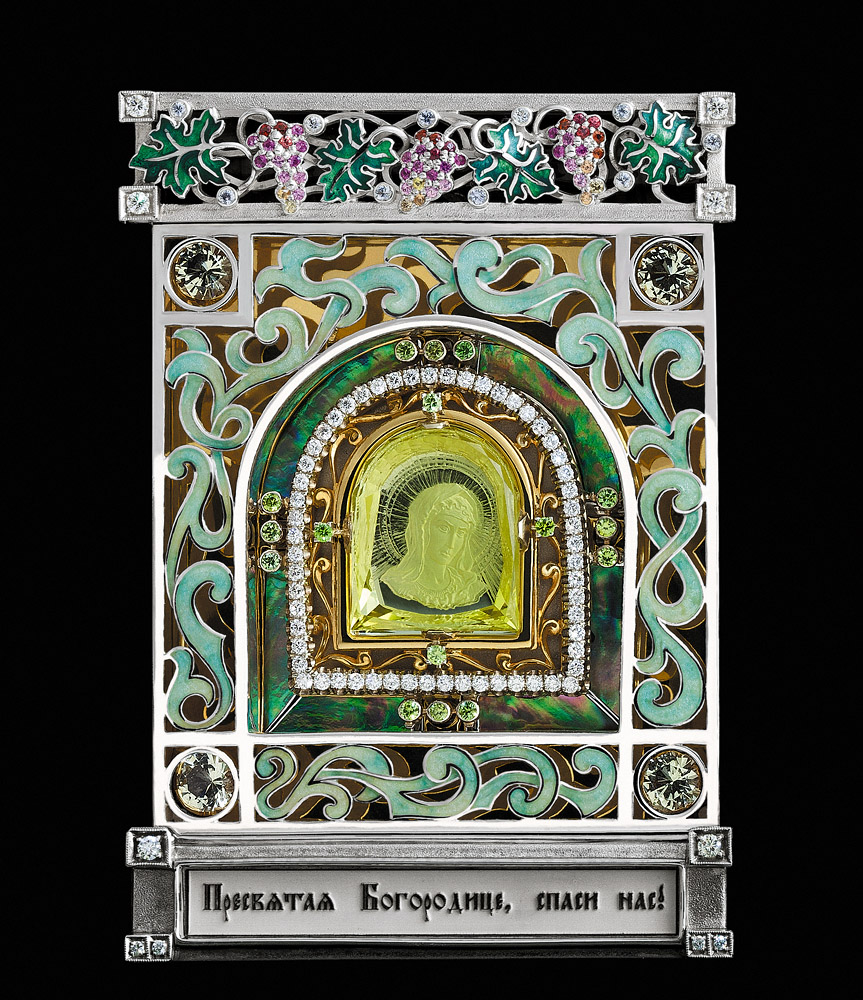 Ювелирный иконостас-триптих с инталиями икон