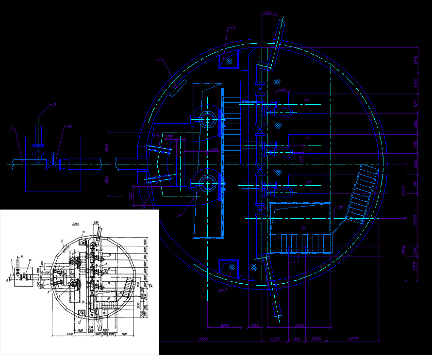 Насосная станция AutoCAD. Перенесения чертежа с картинки в программу.