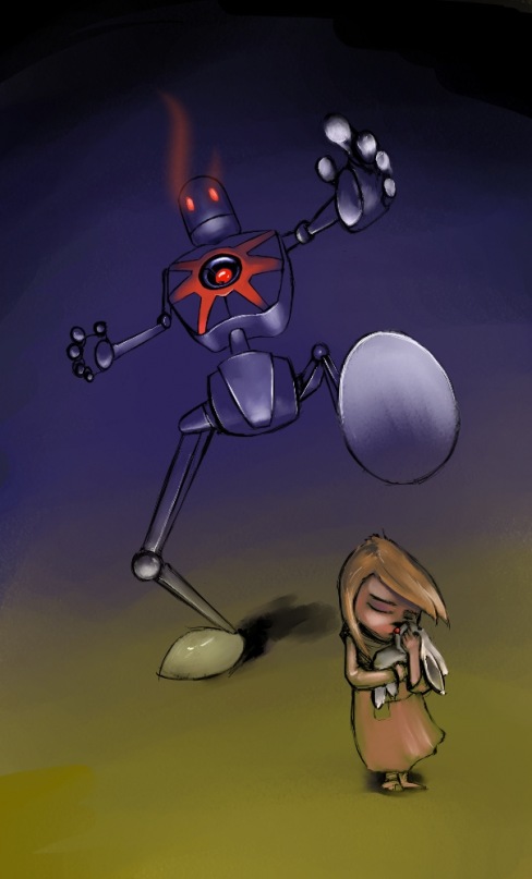 робот и девочка