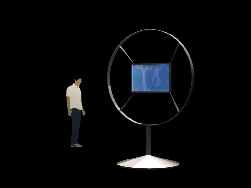 3D модель рекламной стойки с монитором