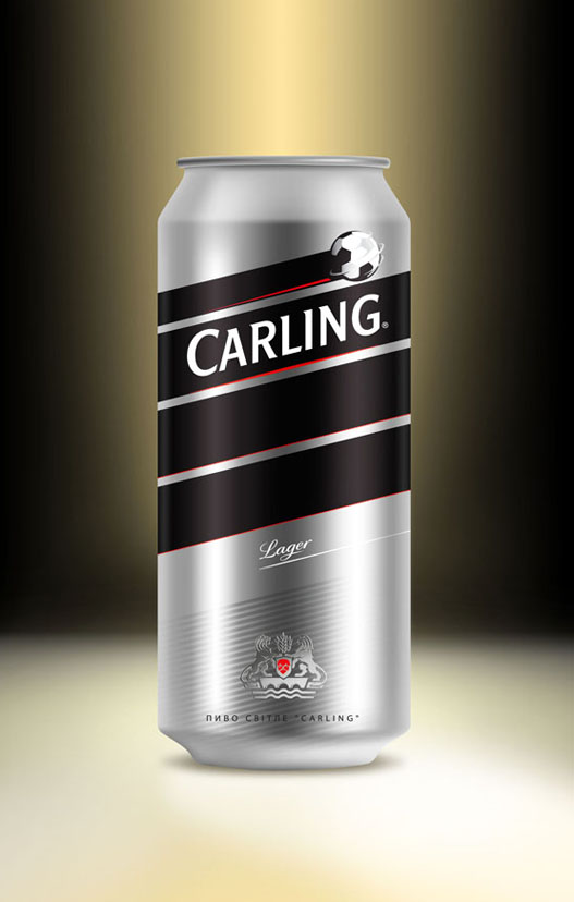 Дизайн футбольной банки английского пива Carling