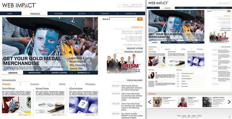 Концепт дизайн страницы сайта для Торонтийского рекламного агенства