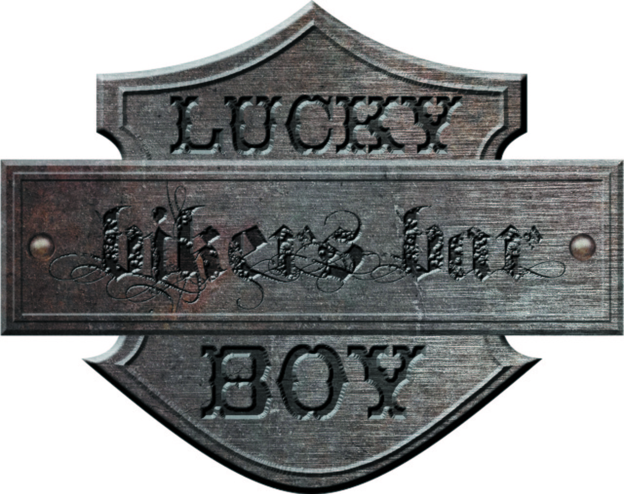 Логотип байкерского бара &quot;Lucky boy&quot;.