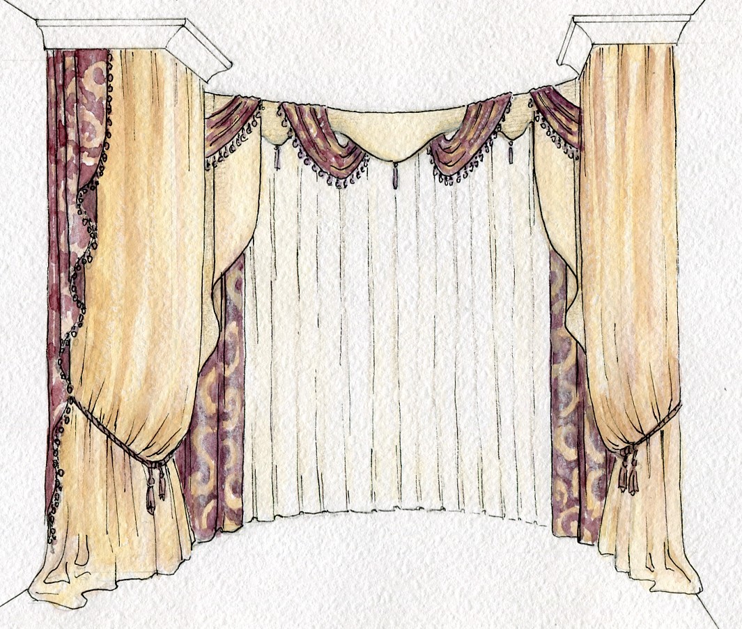 Эскиз текстильного оформления окна