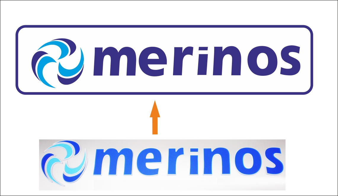 отрисован Логотип Компании МЕРИНОС