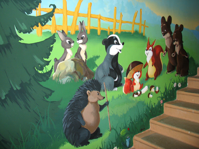 роспись стены в детском саду