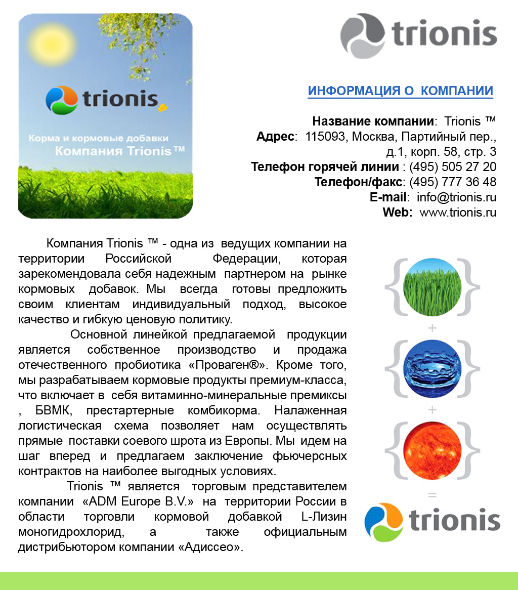 верстка промо-страницы для компании &quot;Трионис&quot;