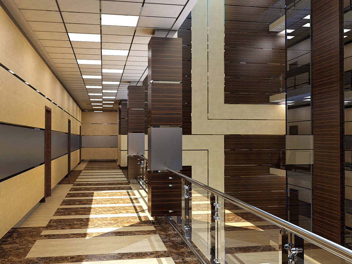 Визуализация и дизайн холла офисного центра
