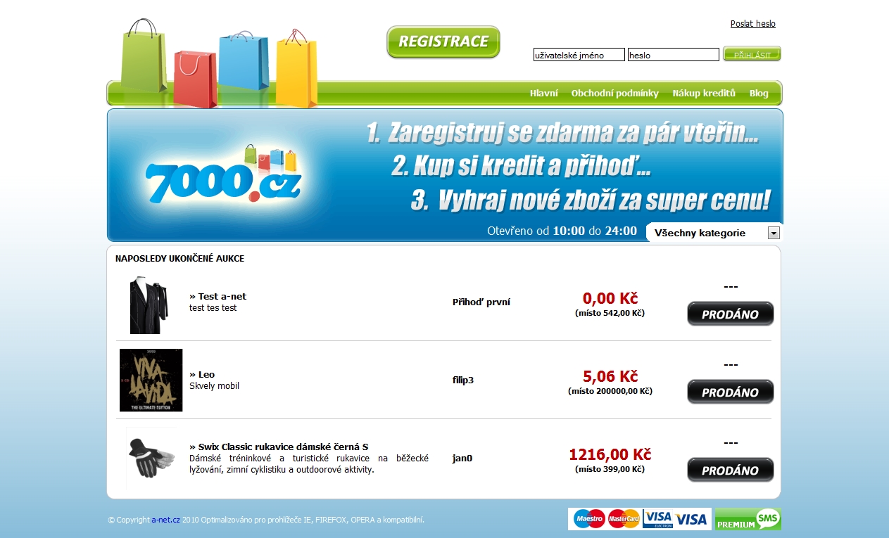 7000.cz - Pay&Bid aukce