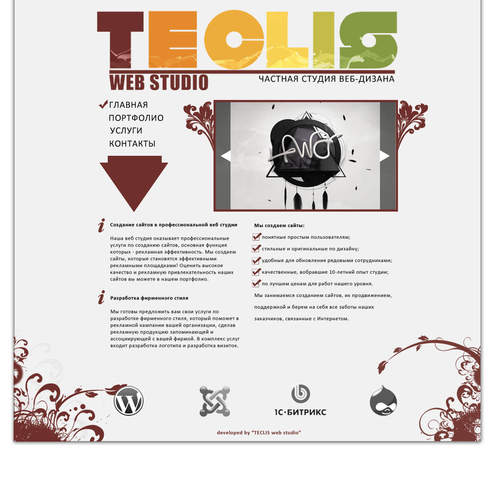 Teclis web studio ( один из вариантов домашней страницы сайта)
