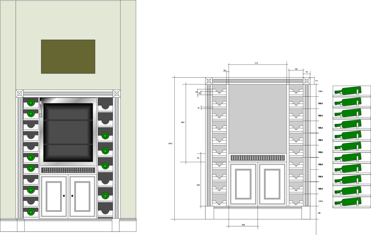 чертеж винного шкафа