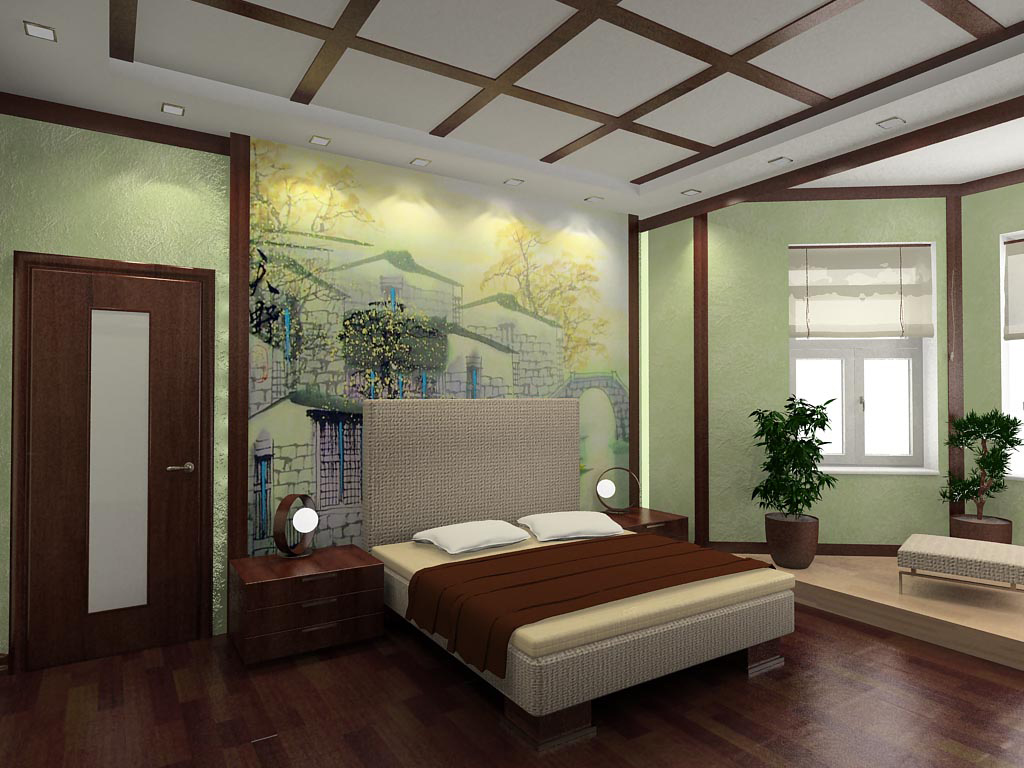 Эскиз спальни, стилизация в японском стиле