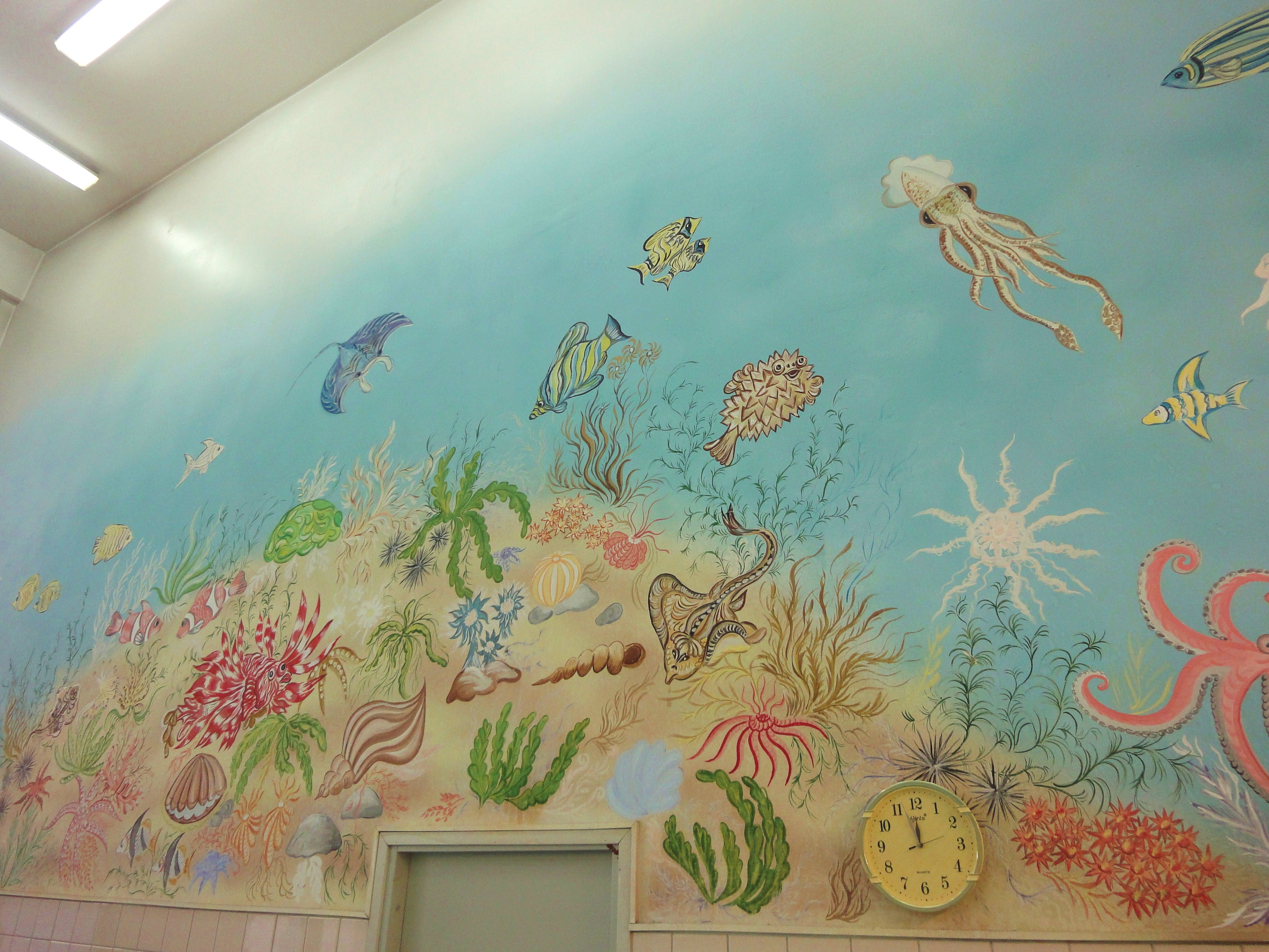Подводное царство, роспись стен, натенная живопись